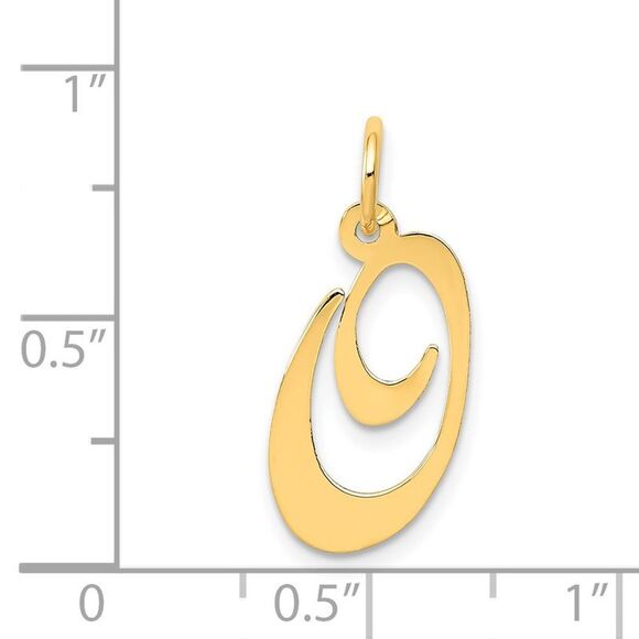 Kazi Luxury 14k Yellow Gold Medium Fancy Script Letter O Initial Charm - Picture 3 of 3